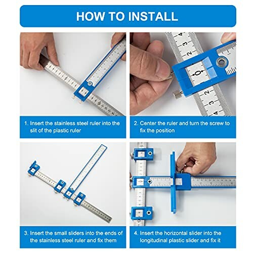 Step-by-step guide on installing a stainless steel ruler into a plastic ruler.