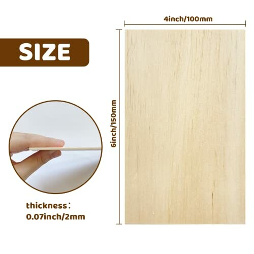 Dimensions of a thin wooden sheet with size 4x6 inches and 0.07 inch thickness.