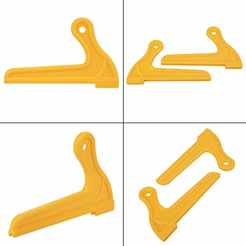 Yellow plastic corner protectors in various angles.