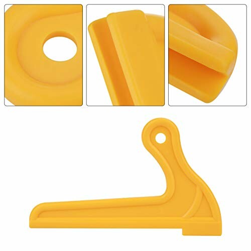 Yellow plastic angle guide tool with close-up views